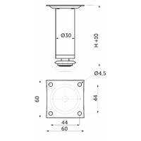 Опора мебельная D-100 h100 с регулировкой, металлическая, белая AKS 57399
