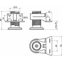 Опора мебельная INTEGRATO G h25 с регул., метал., врезная цинк+черный AKS 79670