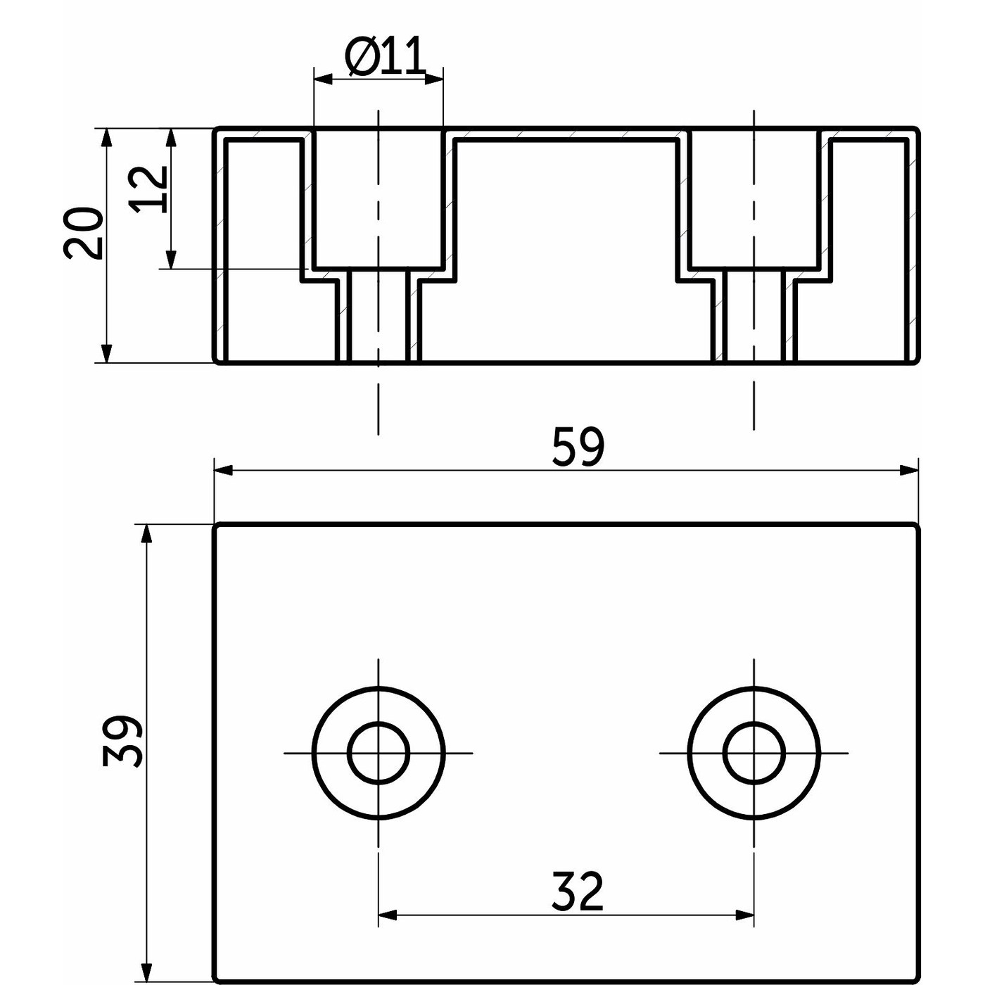 Опора мебельная пластиковая 60*40*20, металлик РП AKS 83159