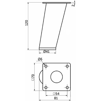 Опора мебельная TOWER h120 наклонная структура дерево AKS 90946