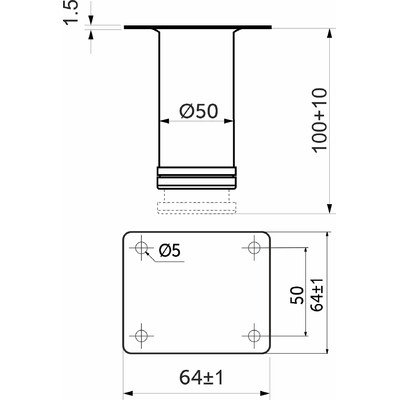 Опора меб. мет. d50 h100 с регул. хром AKS 56856