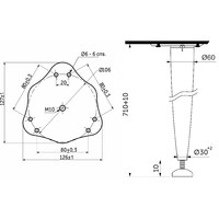 Опора меб. конусная d30-60 h710, хром AKS 23628