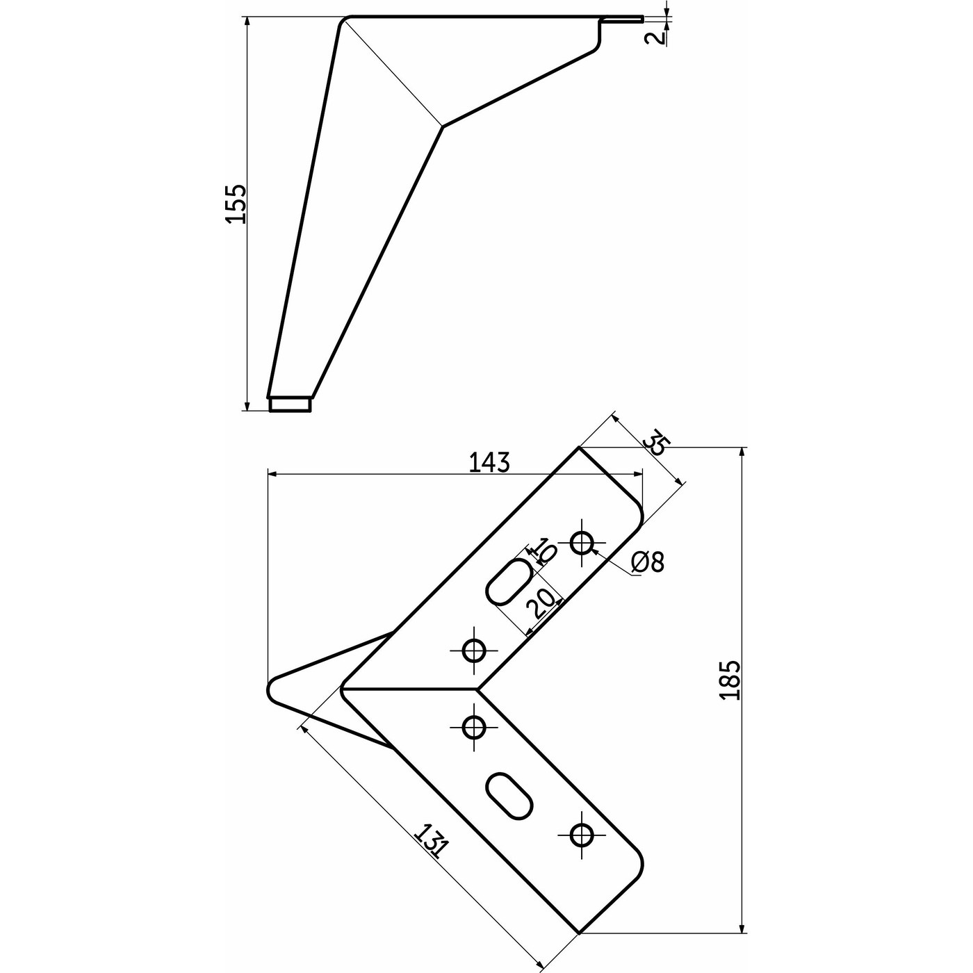 Опора меб. мет. HELLY h100 угловая черный AKS 90910