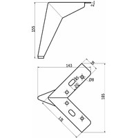 Опора меб. мет. HELLY h100 угловая черный AKS 90910