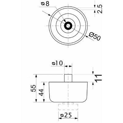 Опора мебельная пластиковая WPJA-22 h44 регул. черный AKS AKS 29144