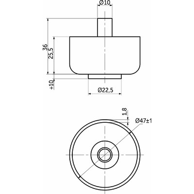 Опора меб. пласт. WPJA-22 h27 регул. черный AKS 51935