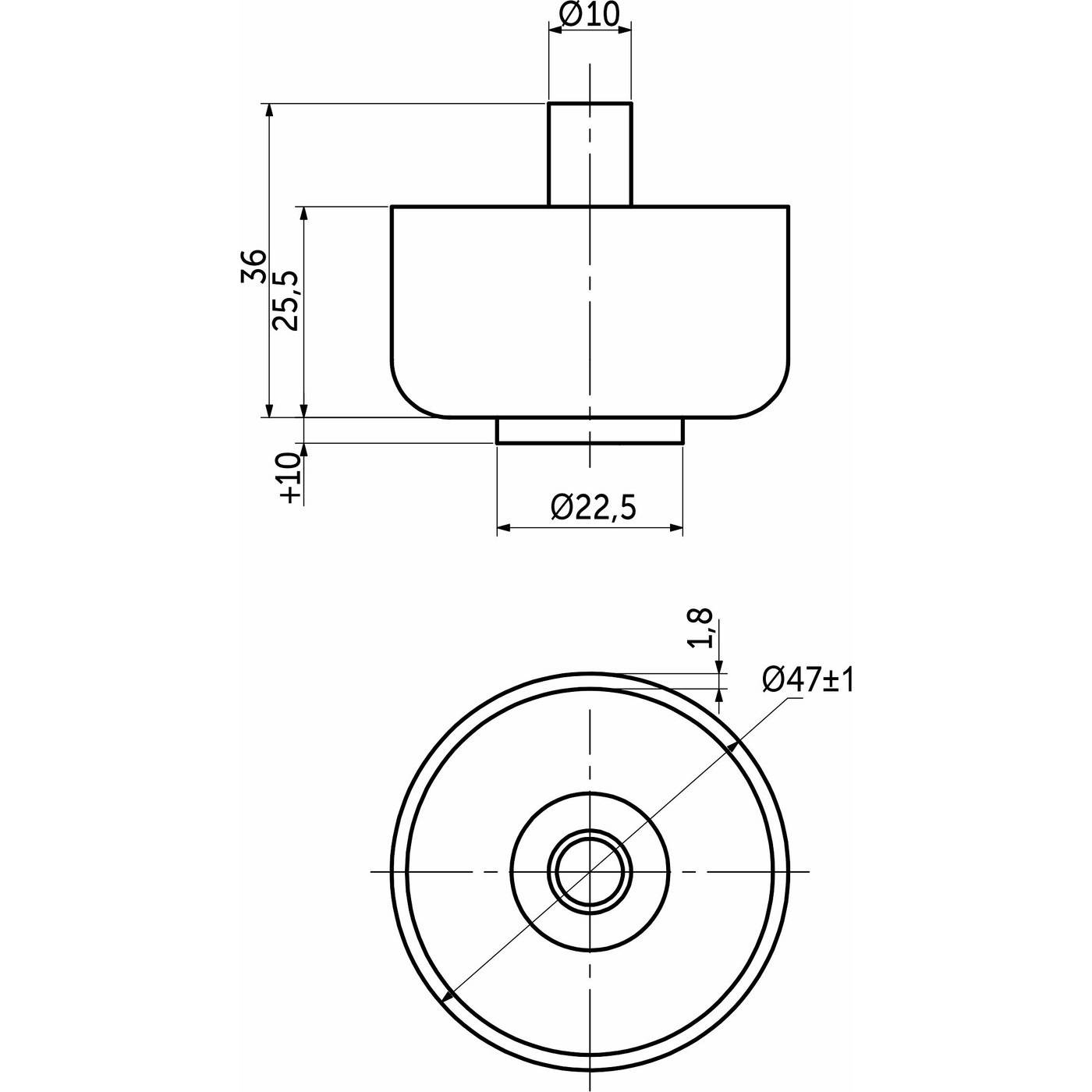 Опора меб. пласт. WPJA-22 h27 регул. черный AKS 51935