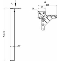 Опора меб. квадратная 60*60 h710, черный AKS 108956
