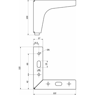 Опора меб. мет. h100 угловая черный GRIDLI 114020 (старый код 64752)