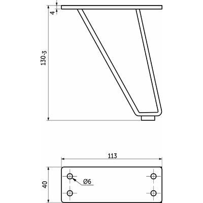 Опора мебельная TECHNO h130, металлическая, черная AKS 90951