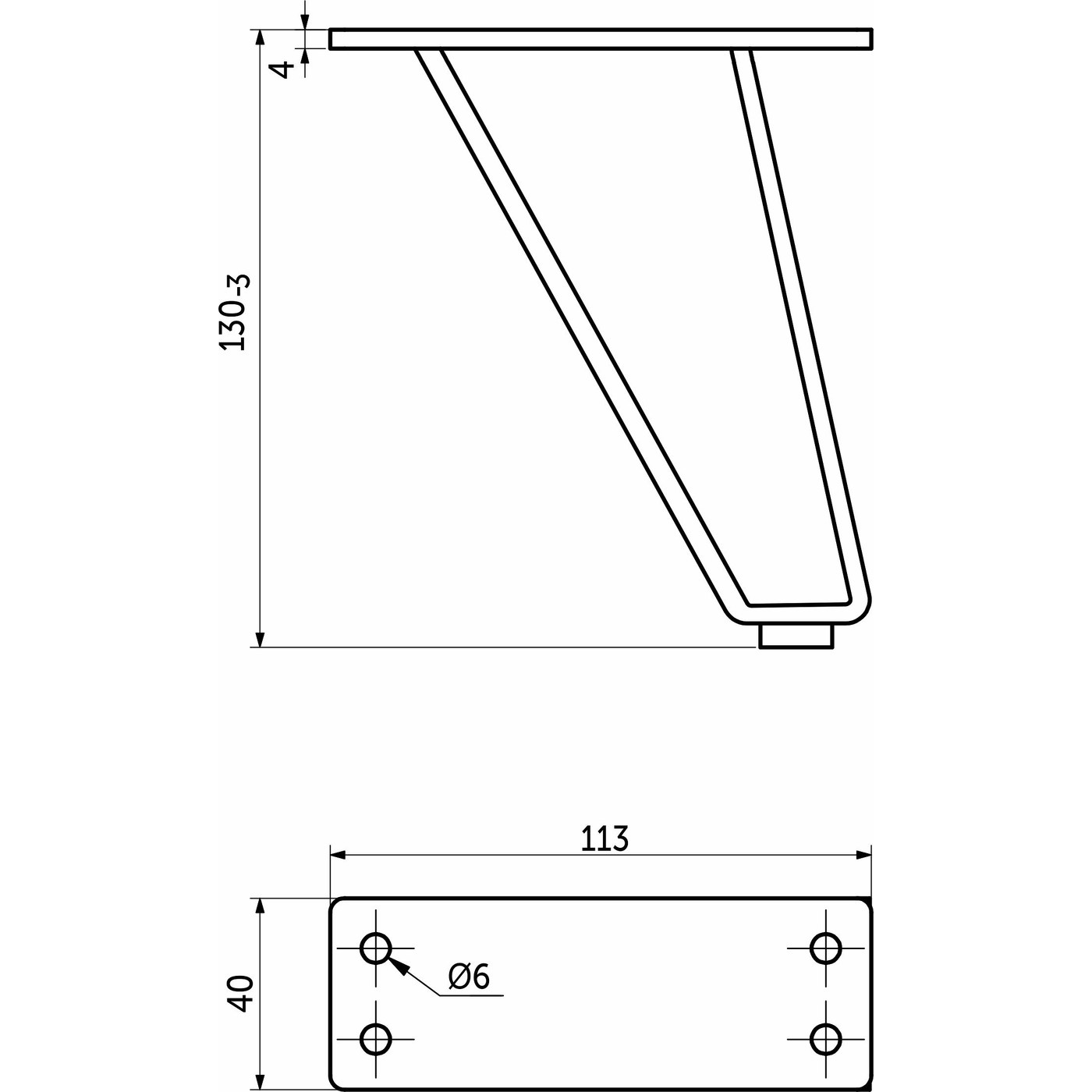 Опора мебельная TECHNO h130, металлическая, черная AKS 90951