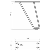 Опора мебельная TECHNO h130, металлическая, черная AKS 90951