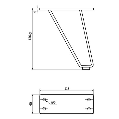 Опора мебельная TECHNO h130, металлическая, черная AKS 90951