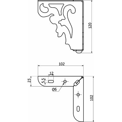Опора меб. мет. резная h120 угловая черный AKS 68223