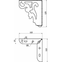 Опора меб. мет. резная h120 угловая черный AKS 68223