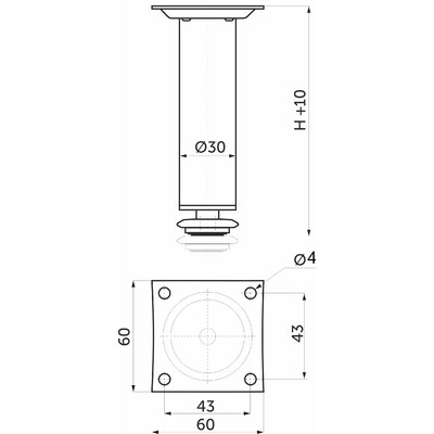 Опора меб. металл. D-150 h150 с регул. хром AKS 22639