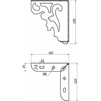 Опора меб. мет. резная h120 угловая белый AKS 68221