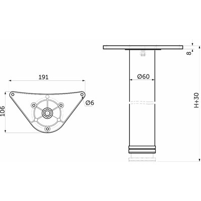 Опора мебельная 60/710 престиж, хром AKS  23638