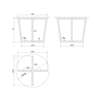 Подстолье mini INGRID-1 h-432 мм черный AKS 81840