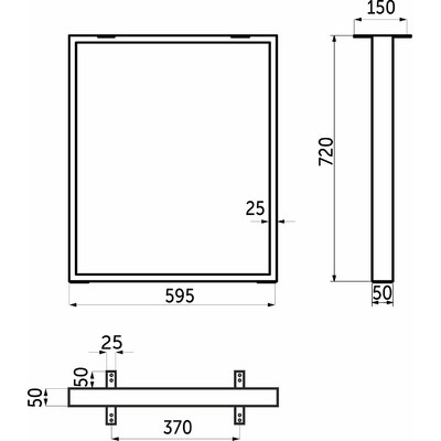 Подстолье THOR h-720 черный ( 595х720 ) (к-т 2шт) AKS 80939