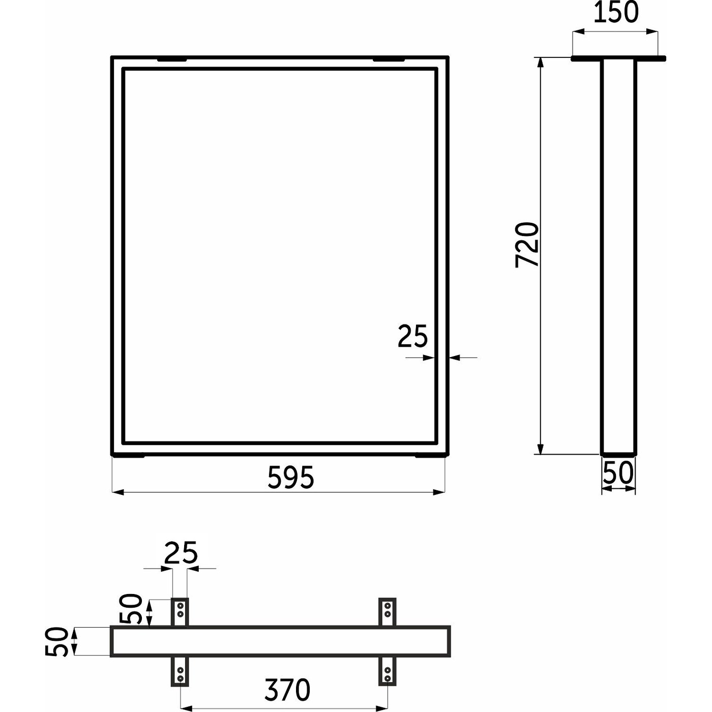 Подстолье THOR h-720 черный ( 595х720 ) (к-т 2шт) AKS 80939