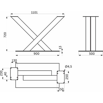 Подстолье GARM h-720 черный AKS 80180