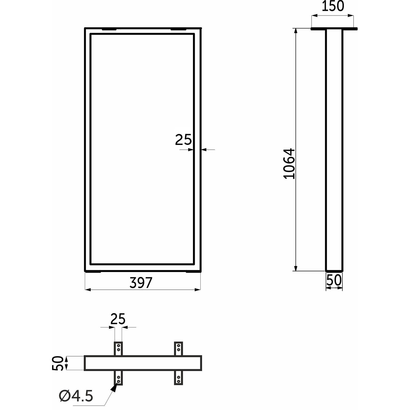 Подстолье THOR 395х1064 черный AKS 80940