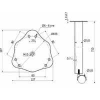 Опора мебельная круглаяd 50 h710 с колесом с тормозом, хром AKS 47658