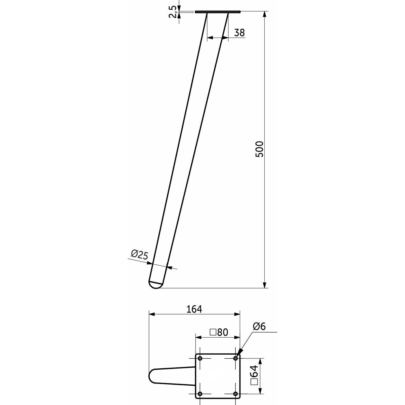 Опора меб. конусная h500 наклонная, структура дерево AKS 90944