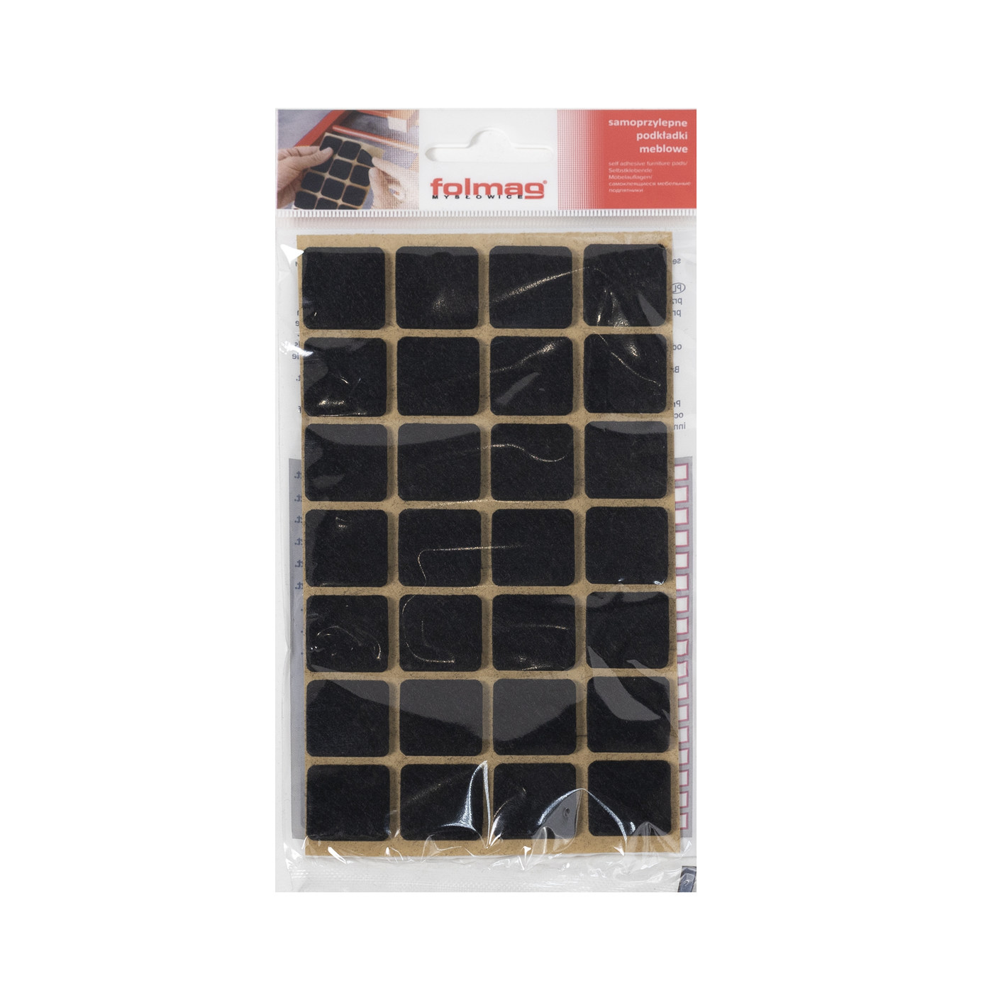 Подкладка самоприлипающая фетровая 20*20 (1 лист - 28 шт.) черная AKS 108587