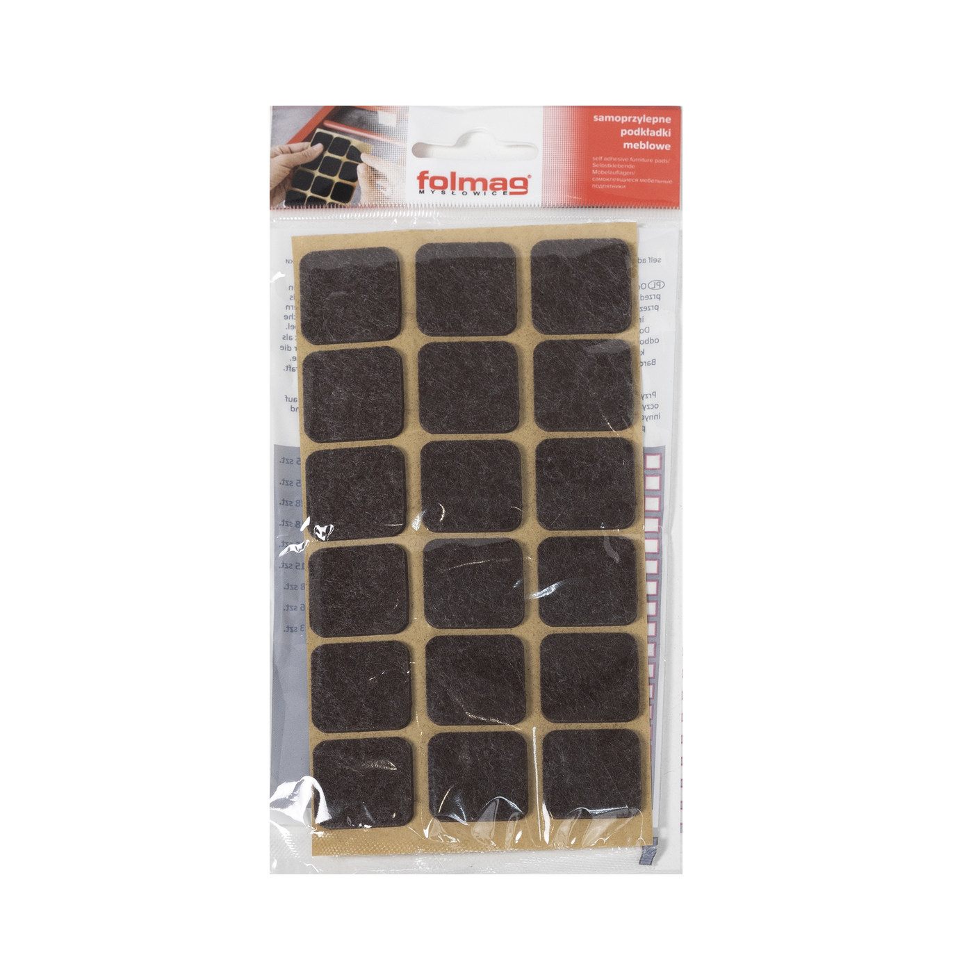 Подкладка самоприлипающая фетровая 25*25 (1 лист - 18 шт.) коричневая РП AKS 110319