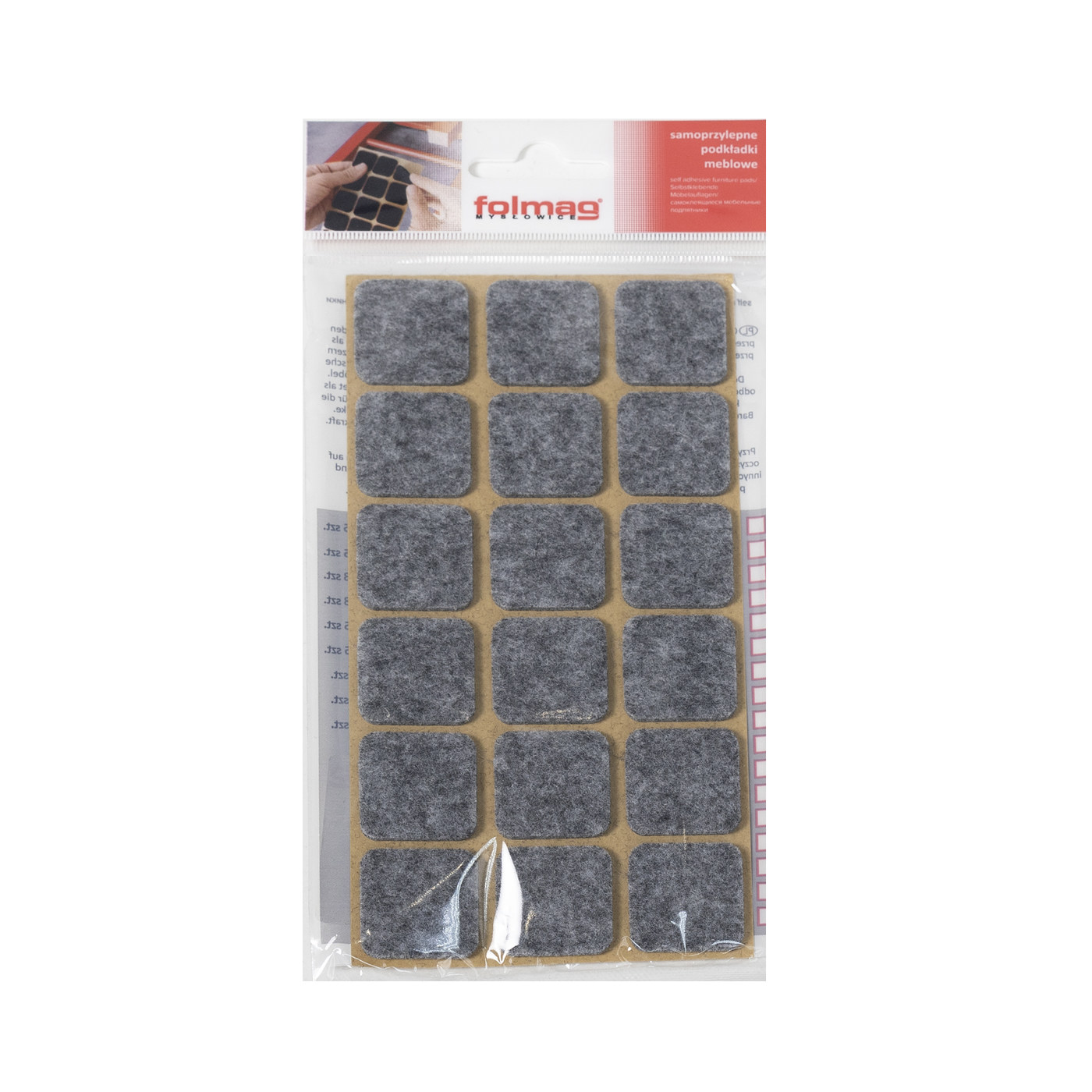 Подкладка самоприлипающая фетровая 25*25 h-2,4 мм (1 лист - 18 шт.) AKS 26782