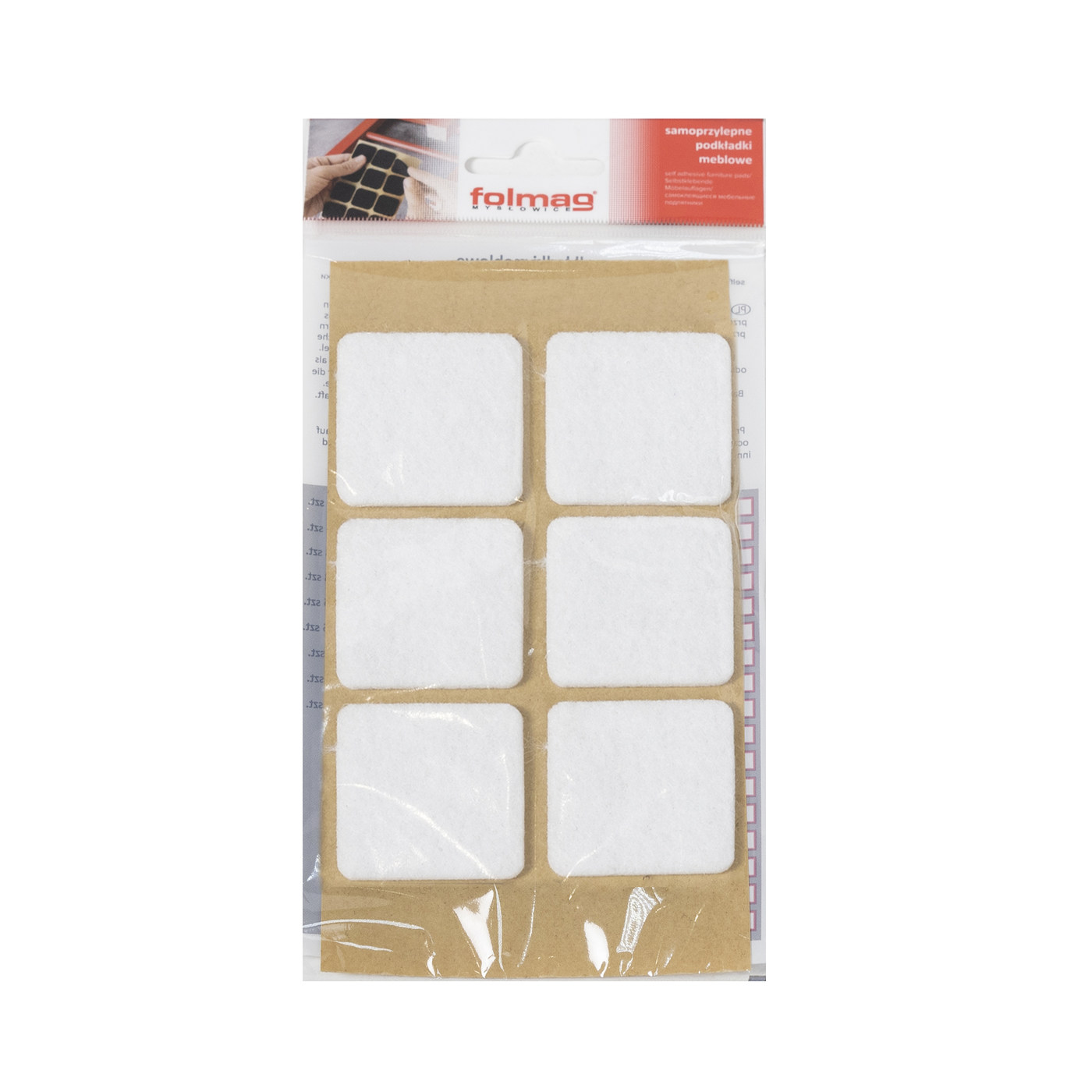 Подкладка самоприлипающая фетровая 40*40 (1лист6 шт) белая AKS 110822