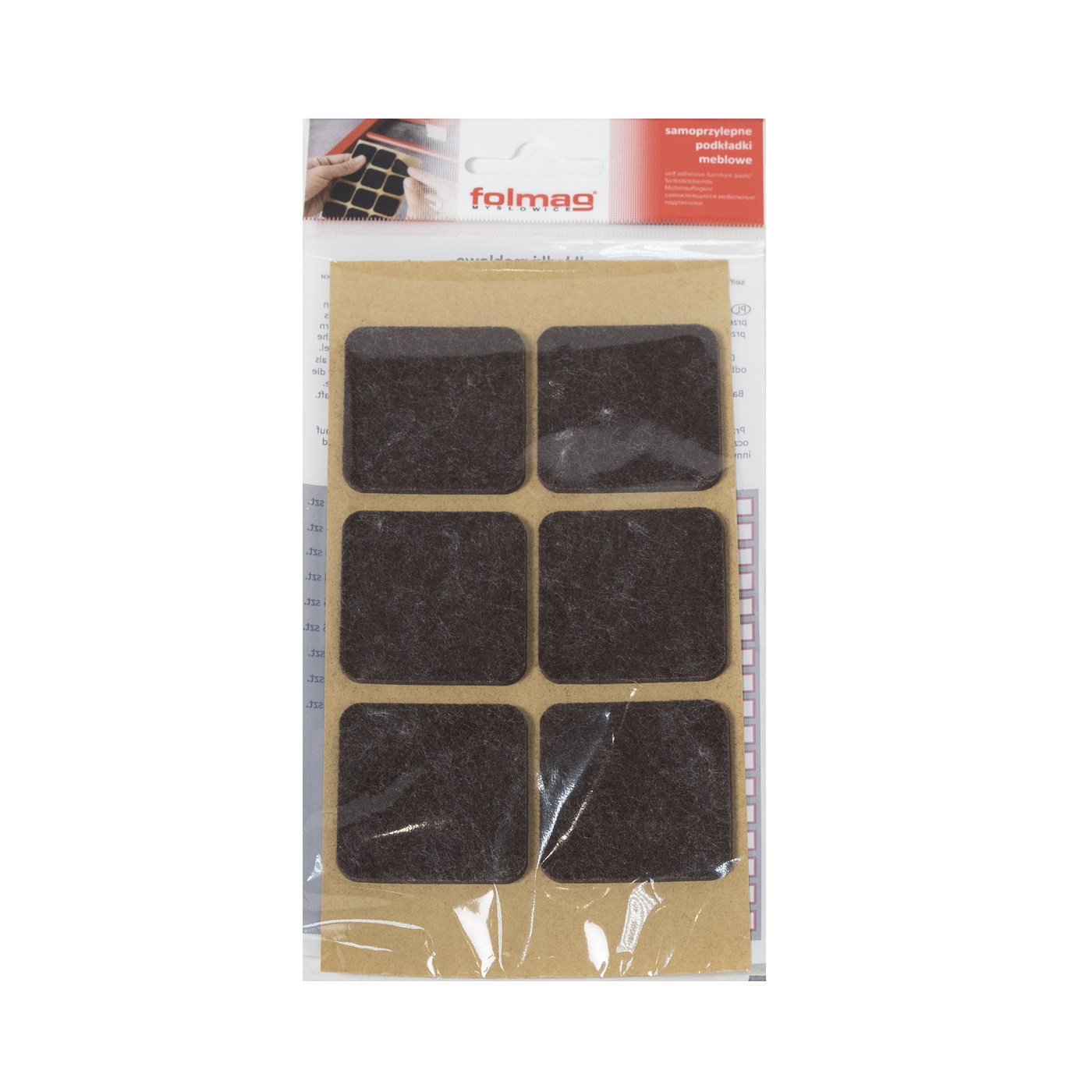 Подкладка самоприлипающая фетровая 40*40 (1лист6 шт) коричневая AKS 110320