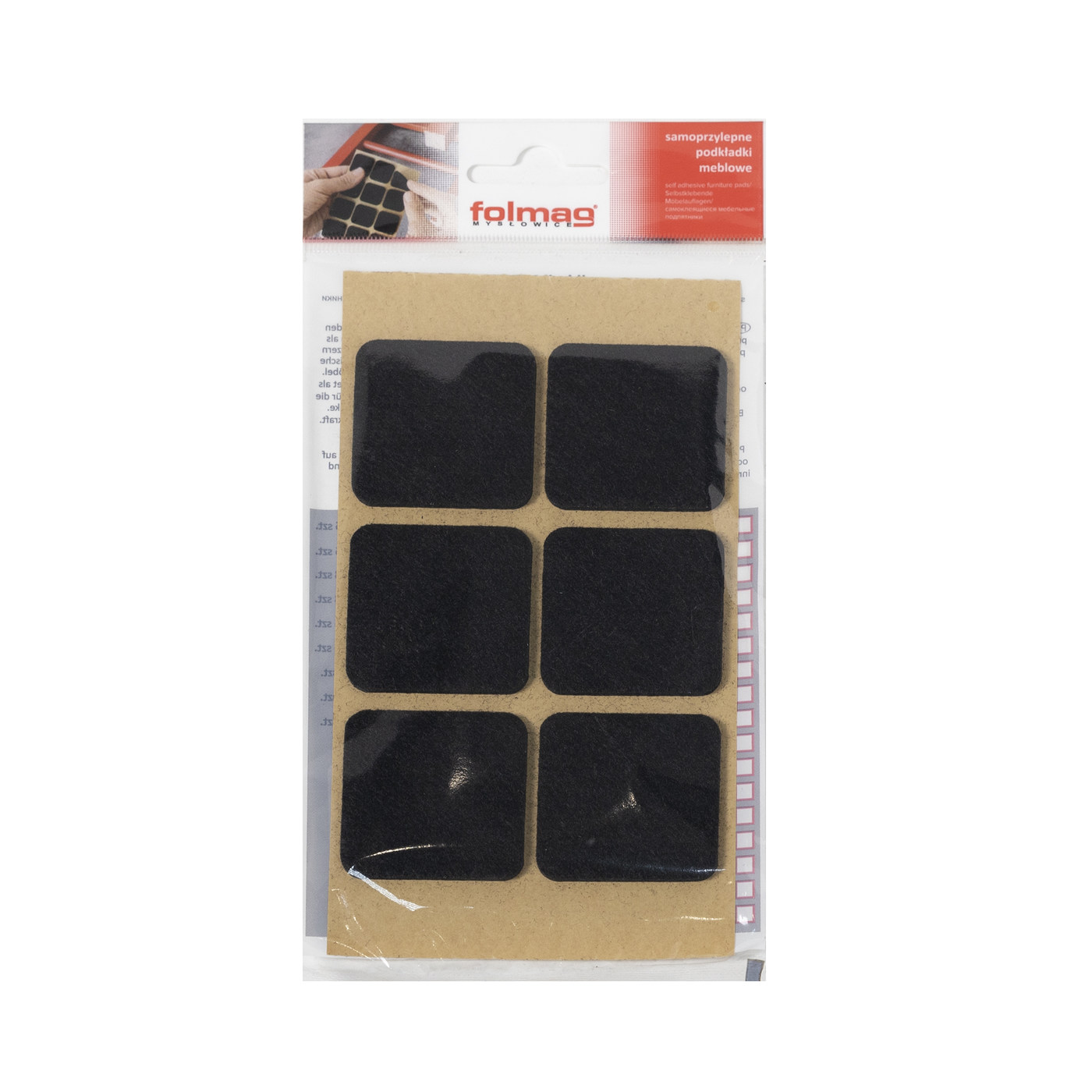 Подкладка самоприлипающая фетровая 40*40 (1лист6 шт) черная AKS 110823