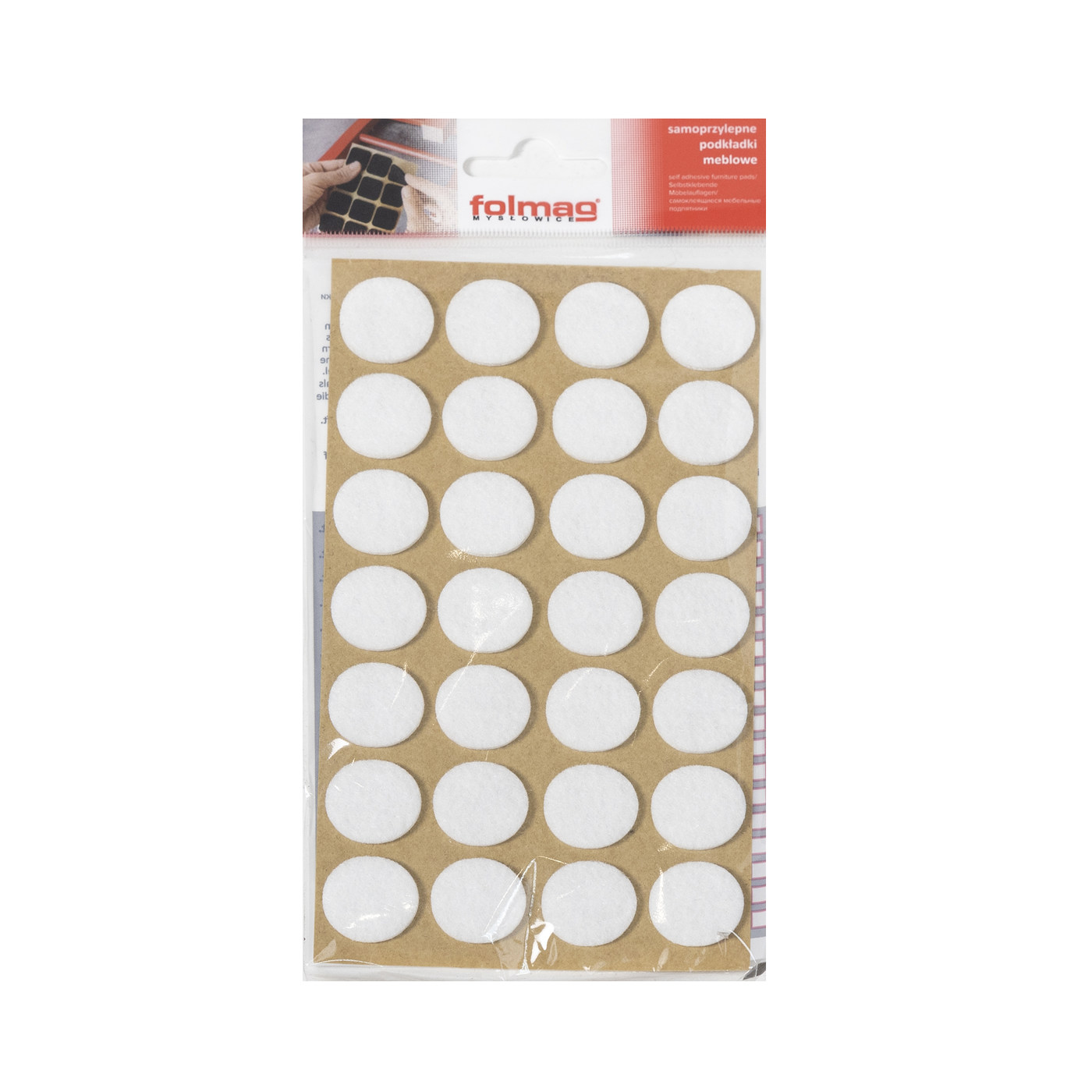 Подкладка самоприлипающая фетровая d20 мм (1 лист - 28 шт.) белая РП AKS 58798