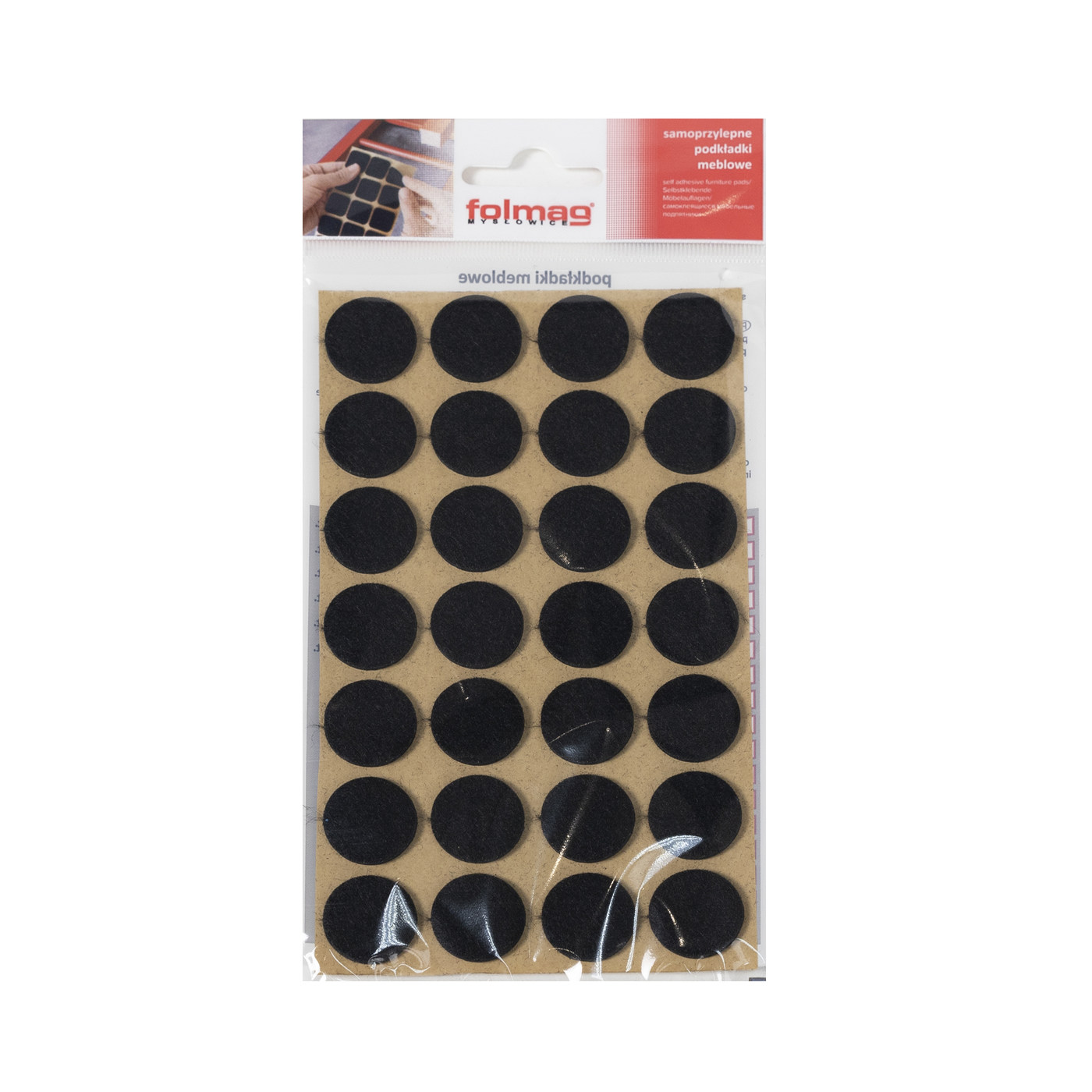 Подкладка самоприлипающая фетровая d20 мм (1 лист - 28 шт.) черная AKS 110812