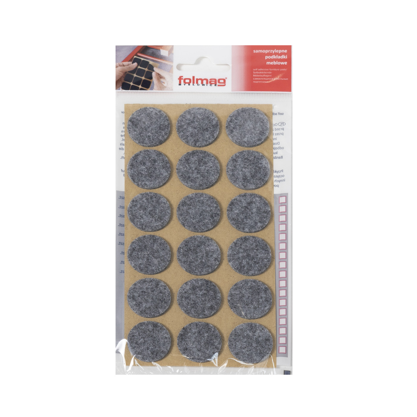 Подкладка самоприлипающая фетровая круглая d25 мм h2,4 мм (1 лист - 18 шт.) РП AKS 11112