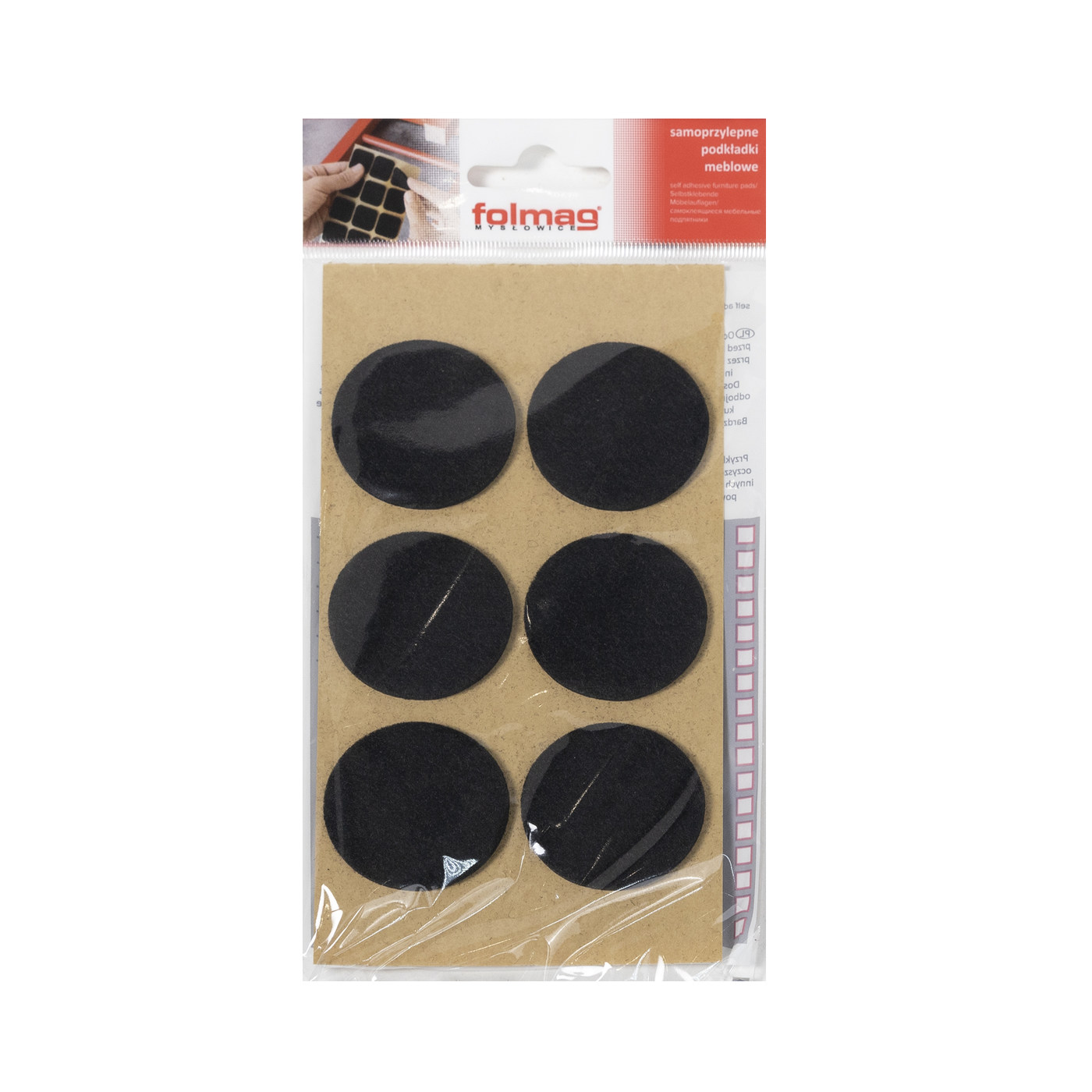 Подкладка самоприлипающая фетровая d40 мм (1 лист - 6 шт.) AKS 110806