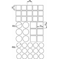 Подкладка самоприлипающая фетровая микс (d20, 20*20, - 15 шт. d25, 25*25 - 6 шт.) белая AKS 110842
