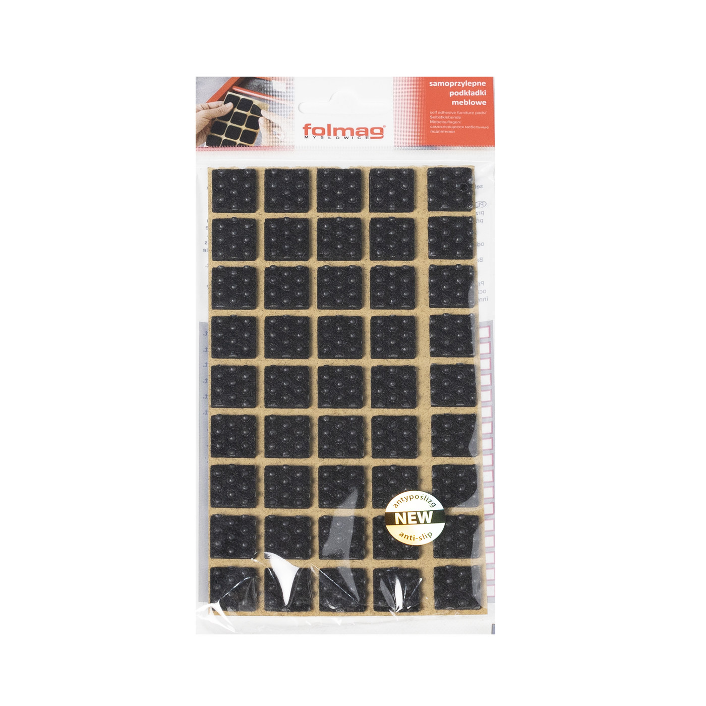 Подкладка самоприлипающая фетровая прорезиненная 15*15 (1 лист45 шт) черная AKS 109802