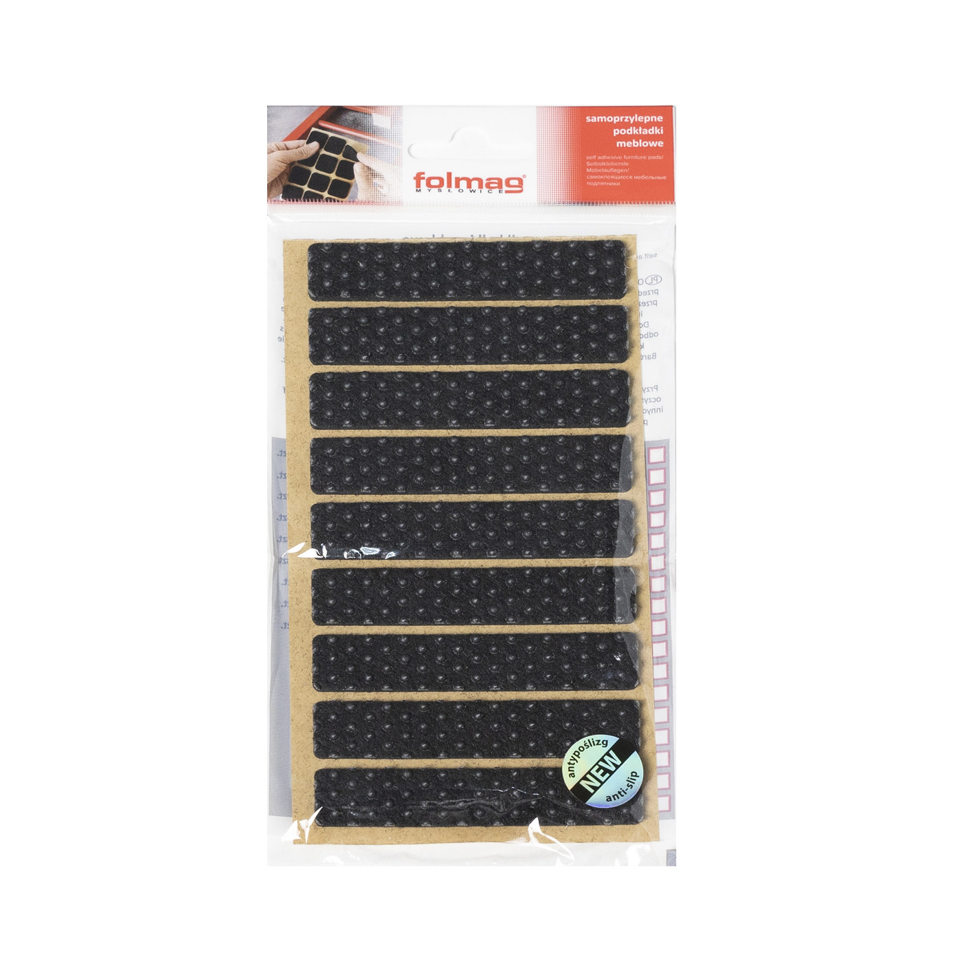 Подкладка самоприлипающая фетровая прорезиненная 15*80 (1 лист9 шт) черная AKS 109756