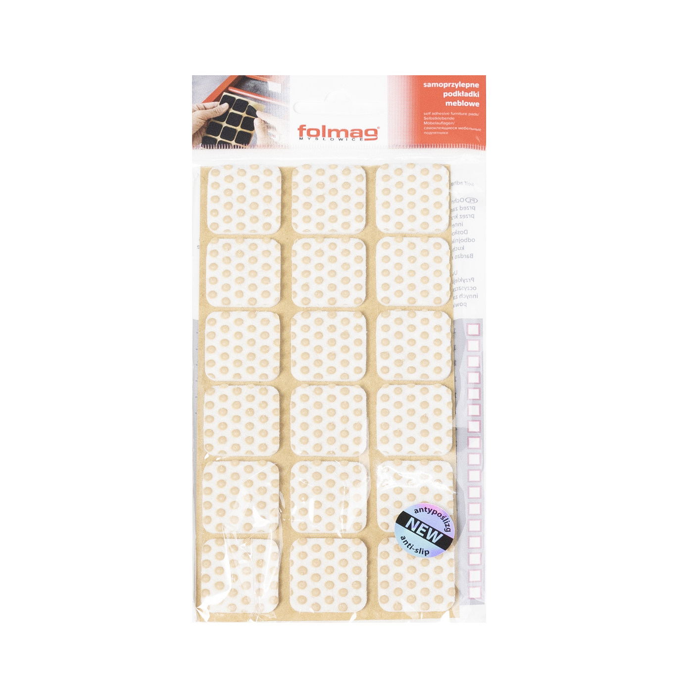 Подкладка самоприлипающая фетровая прорезиненная 25*25 (1 лист18 шт) белая AKS 109744