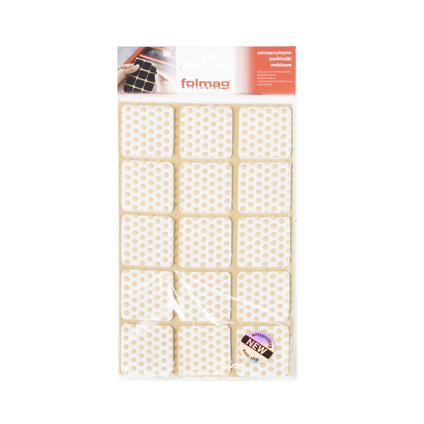 Подкладка самоприлипающая фетровая прорезиненная 30*30 (1 лист15 шт) белая AKS 109747