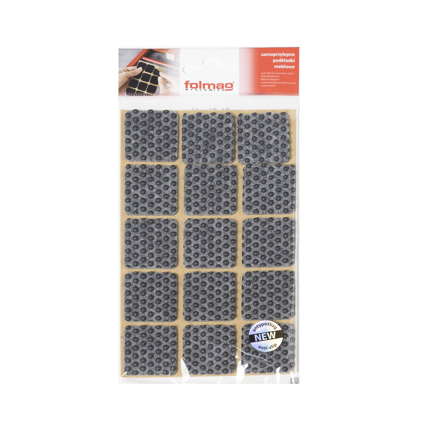 Подкладка самоприлипающая фетровая прорезиненная 30*30 (1 лист15 шт) серая AKS 109749