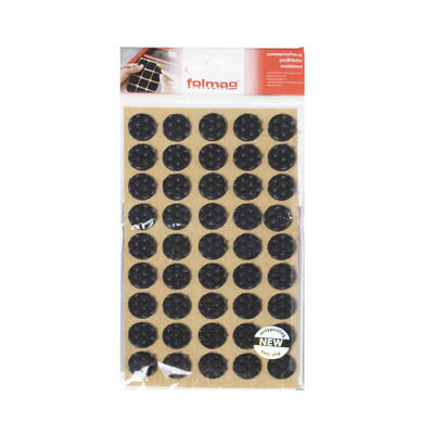 Подкладка самоприлипающая фетровая прорезиненная d15 мм (1 лист - 45 шт.) черная AKS 109795