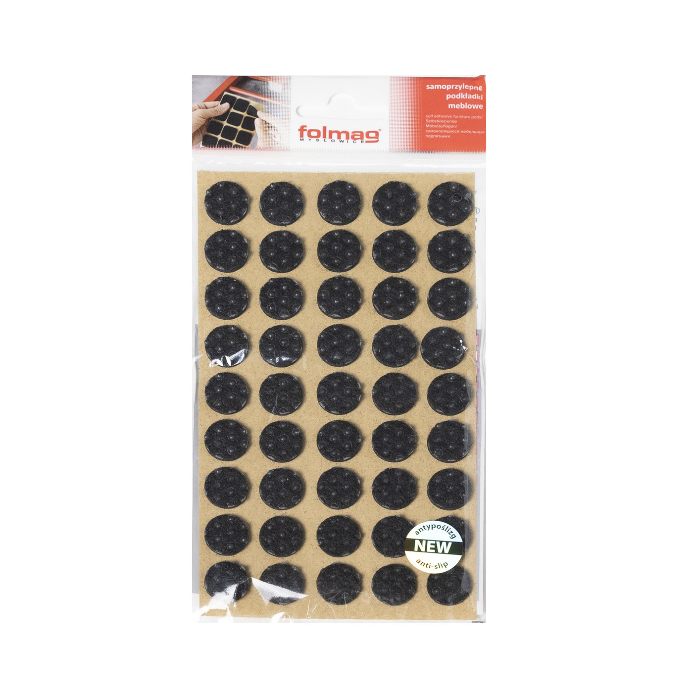 Подкладка самоприлипающая фетровая прорезиненная d15 мм (1 лист - 45 шт.) черная AKS 109795