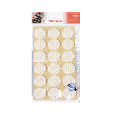 Подкладка самоприлипающая фетровая прорезиненная d25 мм (1 лист - 18 шт.) белая AKS 109724