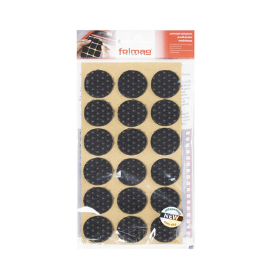 Подкладка самоприлипающая фетровая прорезиненная d25 мм (1 лист - 18 шт.) черная AKS 109727