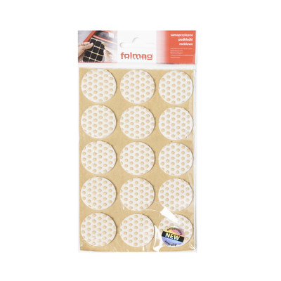 Подкладка самоприлипающая фетровая прорезиненная d30 мм (1 лист - 15 шт.) белая AKS 109728